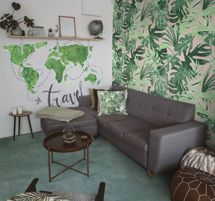 Kelionių ir lėktuvų pasaulio žemėlapio sienos lipdukas - „Tenstickers“