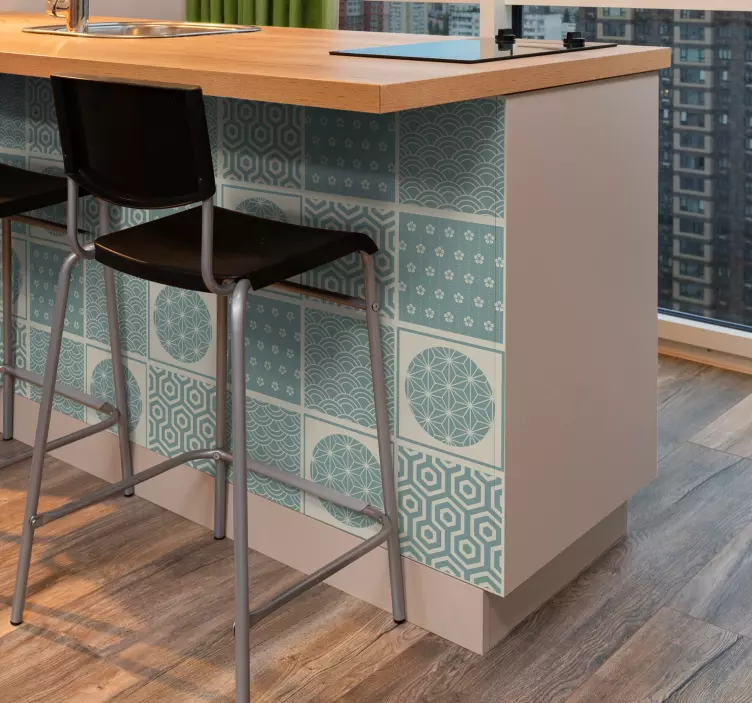 žalias japandi plytelių lipdukas - „Tenstickers“