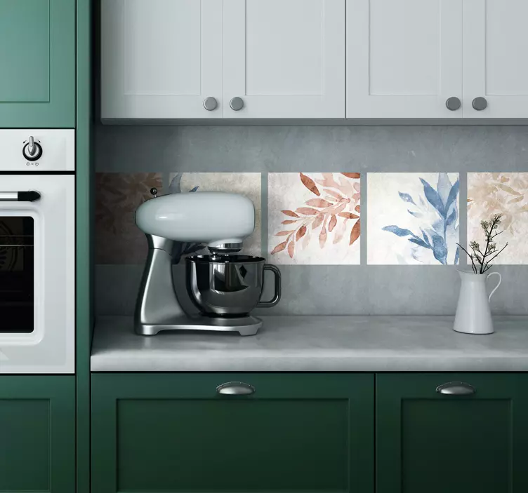 Gėlių akvarelės raštas plytelių lipdukas - „Tenstickers“