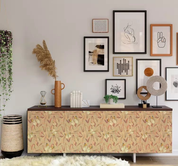 Rudens gėlių raštas baldų lipdukas - „Tenstickers“