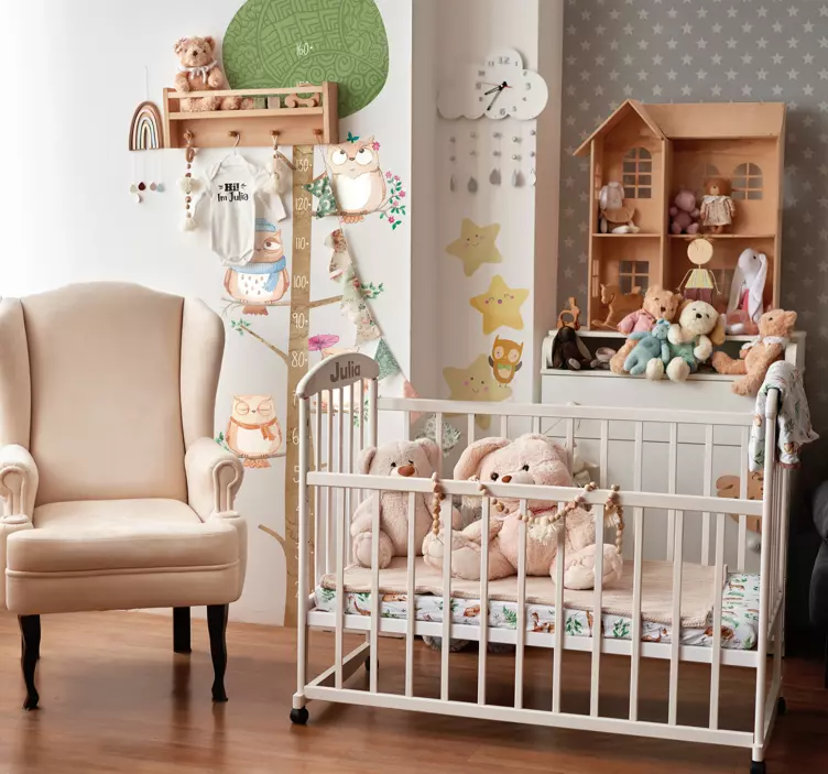 Vaikų pelėda metro aukščio lentelės sienos lipdukas - „Tenstickers“