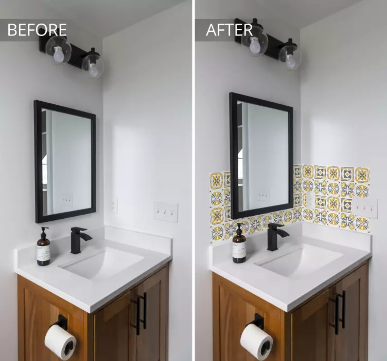 Geltonos ir pilkos spalvos plytelių lipdukas - „Tenstickers“