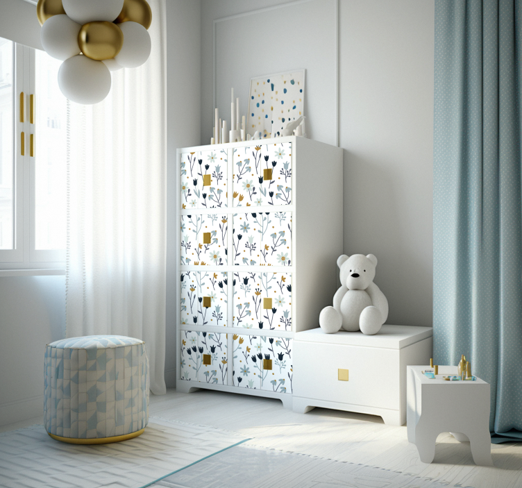 Minimalistinės gėlės baldų lipdukas - „Tenstickers“