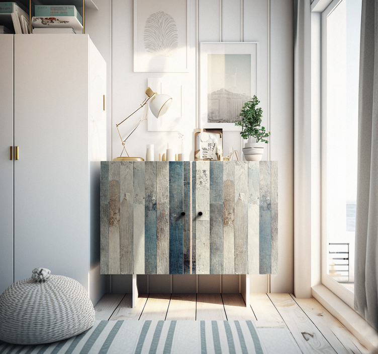 Senstelėjusi mėlyna mediena baldų lipdukas - „Tenstickers“