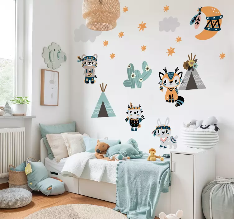 Indiško stiliaus gyvūnai Sienų lipdukai su iliustracijomi - „Tenstickers“