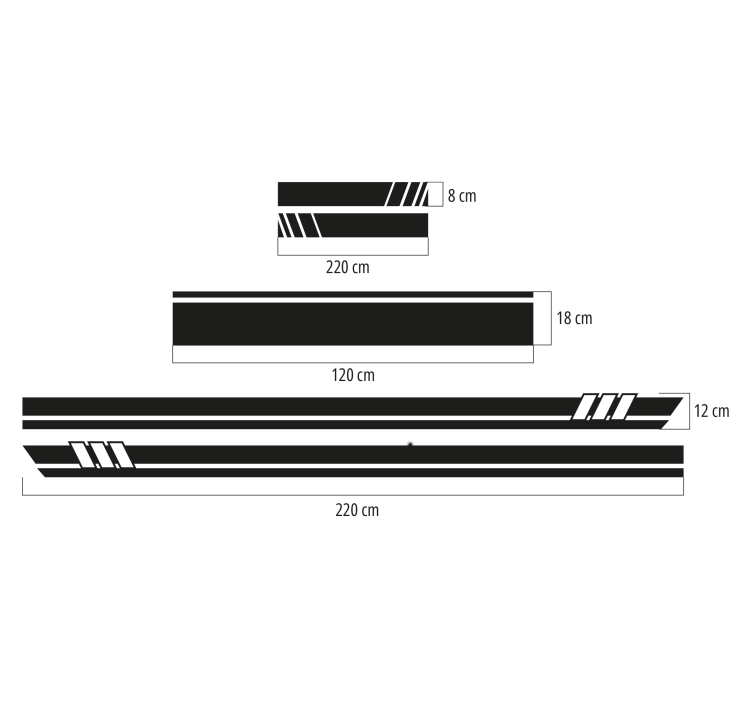 Juostelės 5 vnt. Komplekte Lipdukai automobiliams - „Tenstickers“