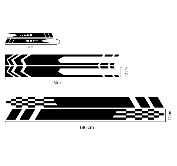 Juostelės 3 dizaino Lipdukai automobiliams - „Tenstickers“