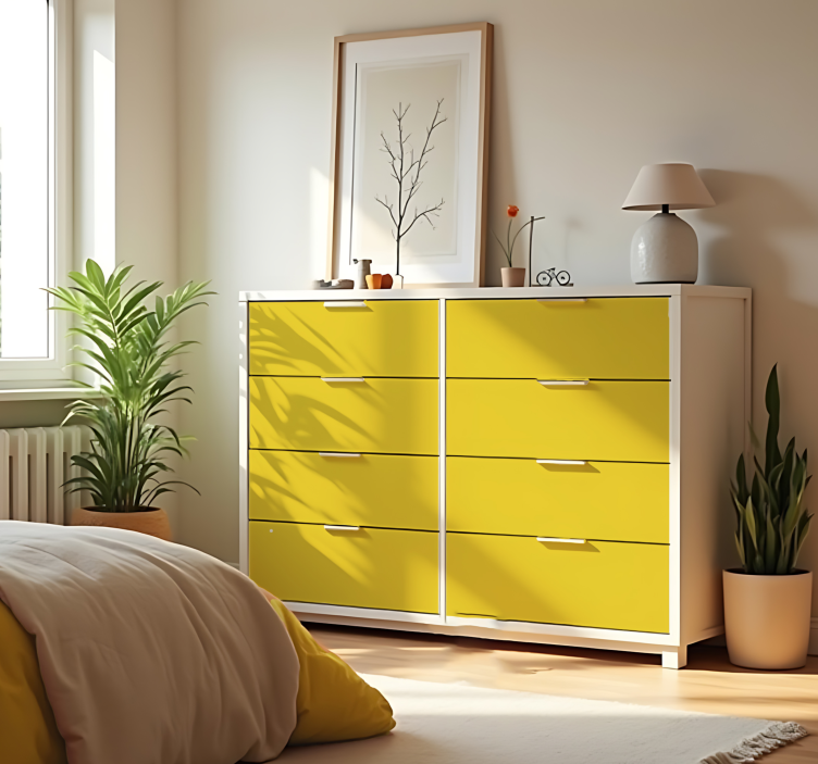 Matinė ryškiai geltona vienspalvis lakštinis lipdukas - „Tenstickers“