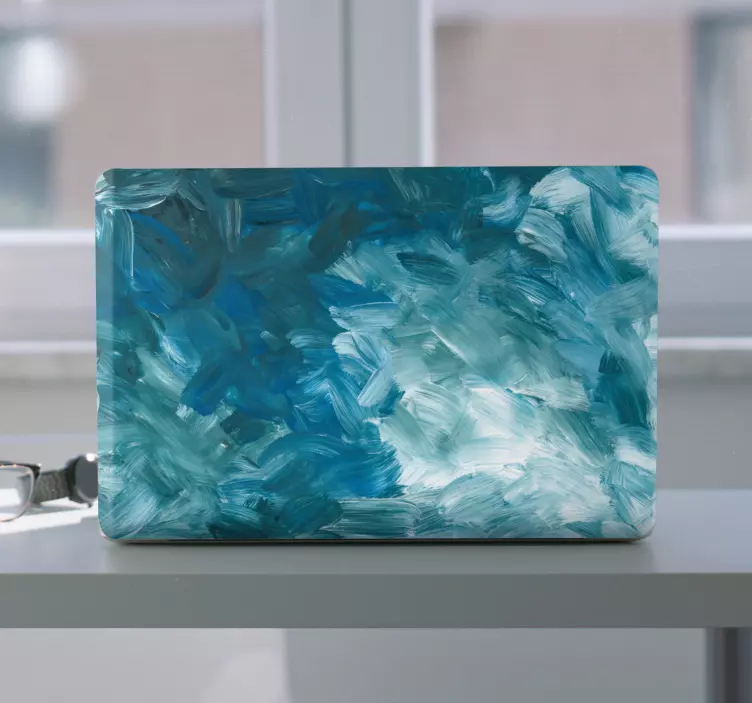 Abstraktūs mėlyni raštai Nešiojamojo kompiuterio lipdukas - „Tenstickers“