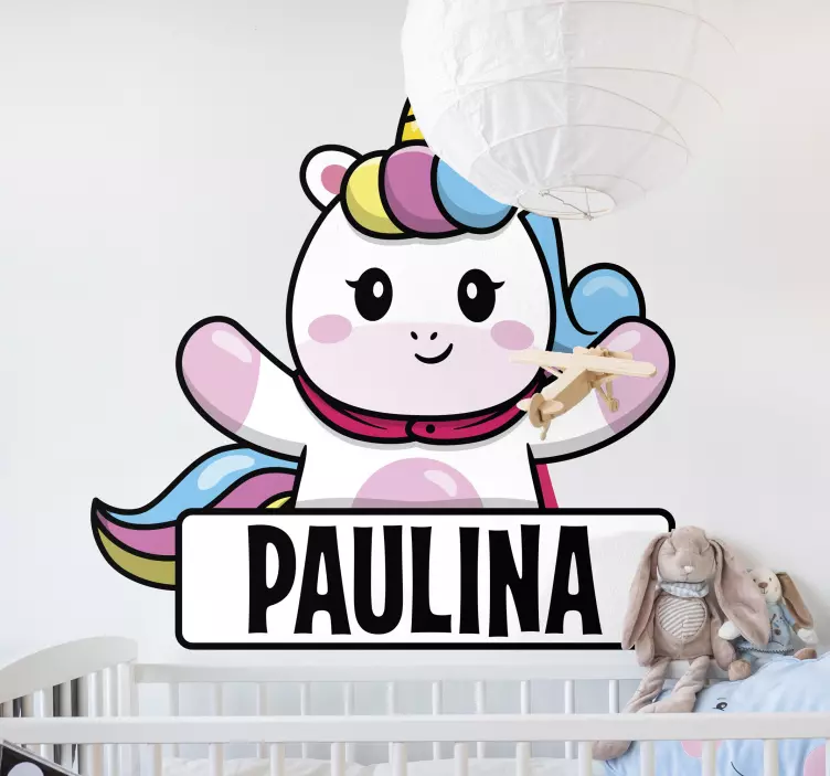 Animacinis vienaragis su asmeniniu vardo lipduku - „Tenstickers“