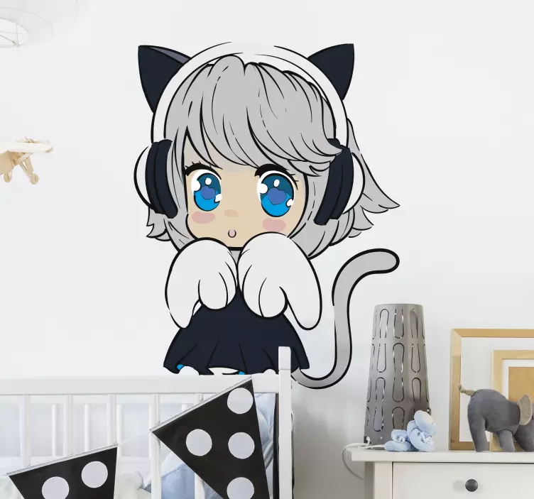 Anime mažos mergaitės iliustracijos lipdukas - „Tenstickers“