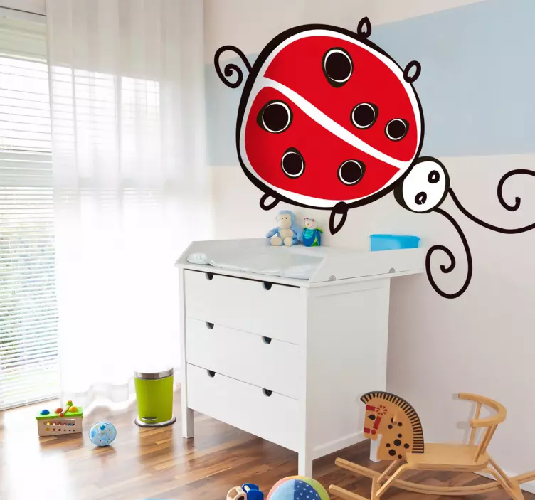 Ant sienos užklijuotas vaikų ladybug lipdukas - „Tenstickers“