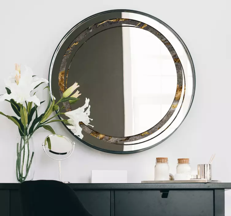 Apvalaus veidrodžio rėmo akmens faktūros veidrodžio lipdukas - „Tenstickers“