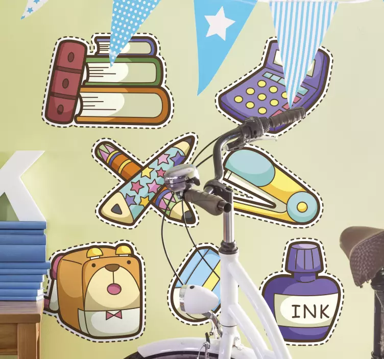 Atgal į mokyklą skirtingų mokyklos simbolių lipdukas - „Tenstickers“