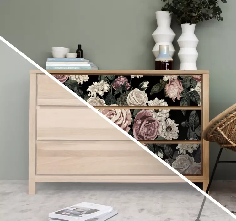 Didelių rožių baldų lipduko raštas - „Tenstickers“