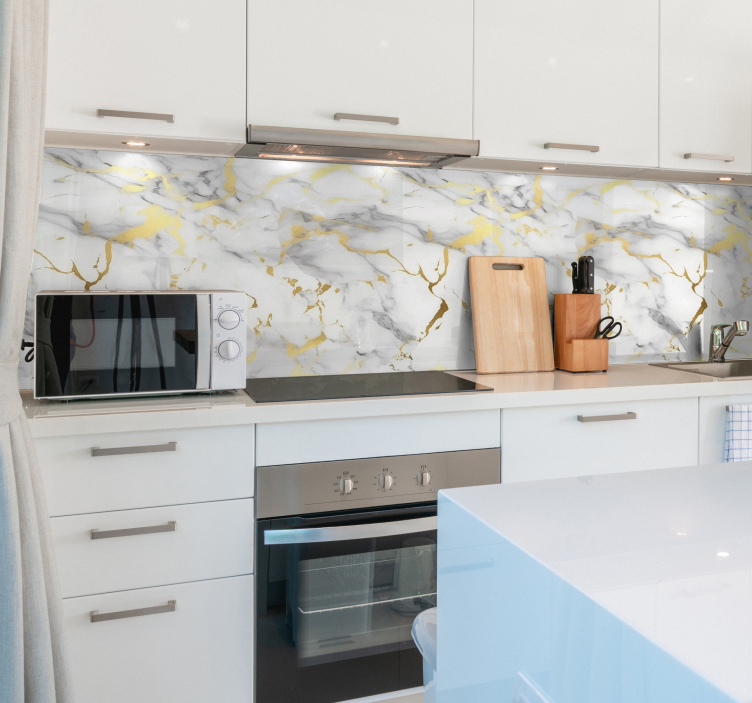 Baltas marmuras su aukso venomis tekstūros sienų lipdukas - „Tenstickers“