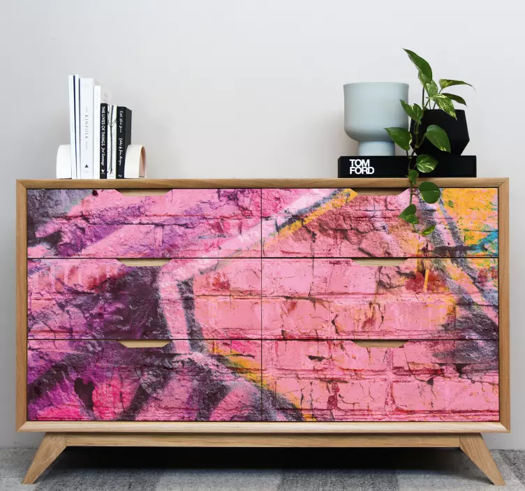 Balto ir rožinio grafiti rašto baldų lipdukas - „Tenstickers“