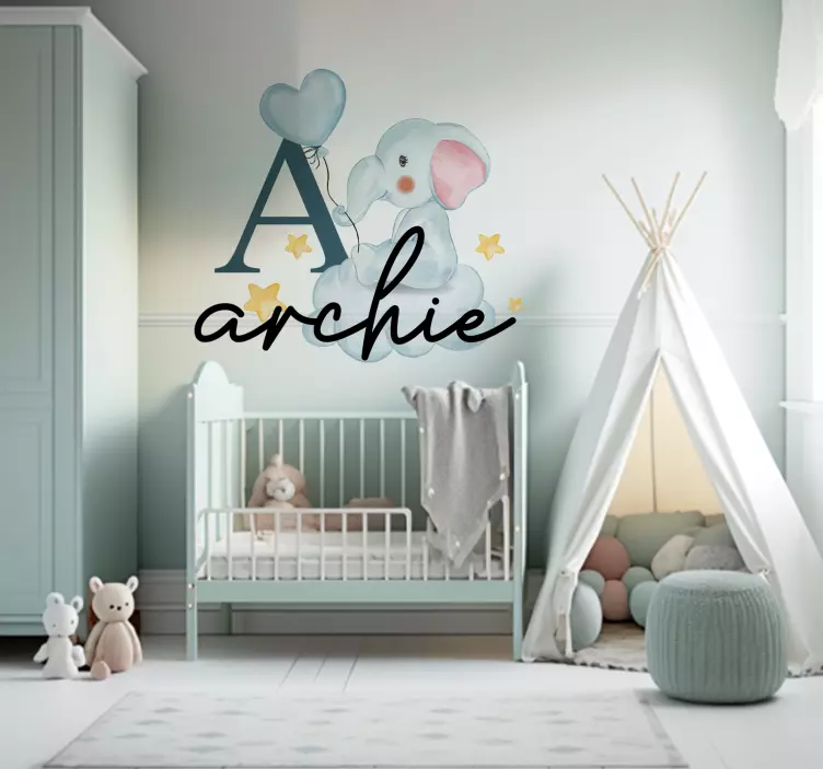 Burbulas dramblys pradinis laukinių gyvūnų sienos lipdukas - „Tenstickers“