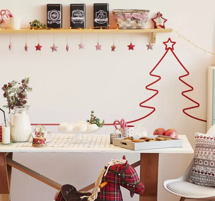 Kalėdų eglutės linijos kalėdinis lipdukas - „Tenstickers“