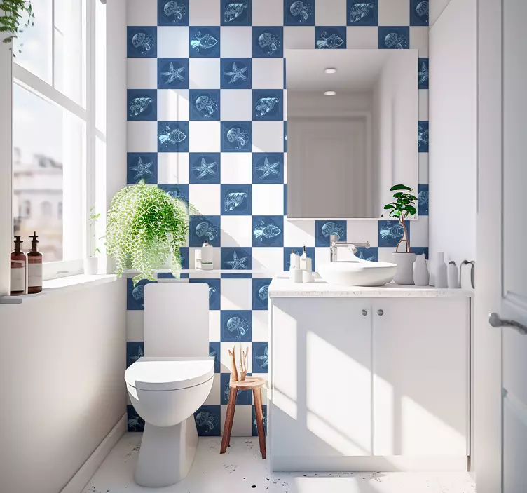 Dekoratyvinis jūros gyvenimo plytelių lipdukas - „Tenstickers“