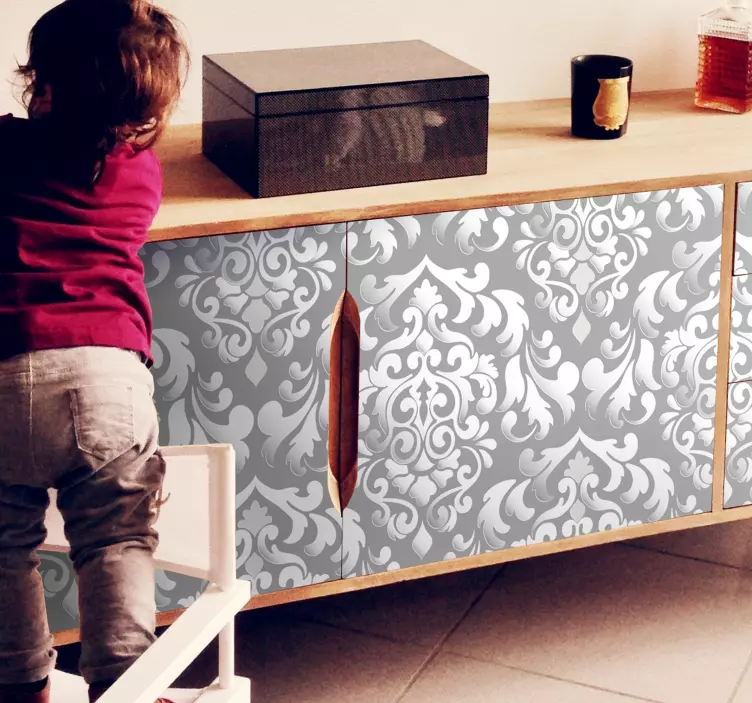 Derliaus pilkos spalvos floristinių baldų lipdukas - „Tenstickers“