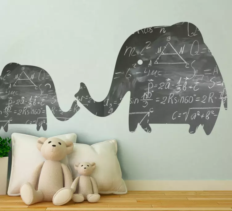 Dramblių šeimos gražus dizainas rašo ant lipduko - „Tenstickers“