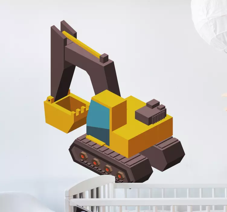 Ekskavatoriaus 3d modelio vaikų mašininių žaislų lipdukas - „Tenstickers“