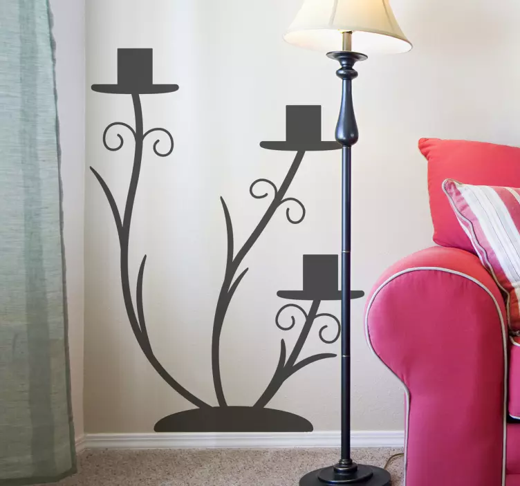 Elegantiškas gėlių siluetas dekoratyvinis lipdukas - „Tenstickers“