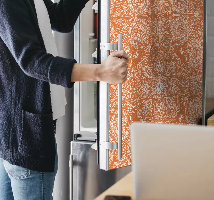 Elegantiškas oranžinis raštas šaldytuvo lipdukas - „Tenstickers“