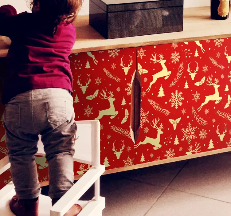 Raudonų ir auksinių elnių kalėdinis lipdukas - „Tenstickers“