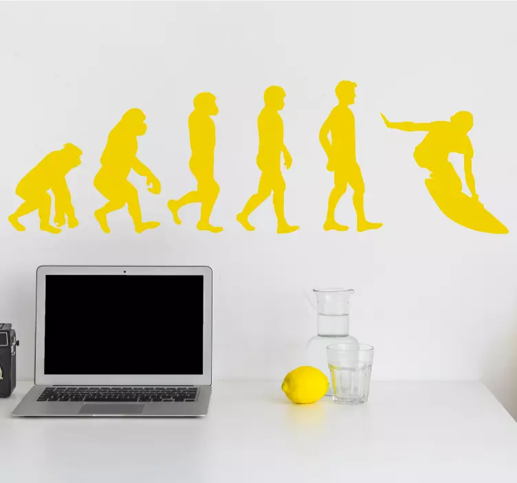 Vienspalvė evoliucijos figūra banglentės lipdukas - „Tenstickers“