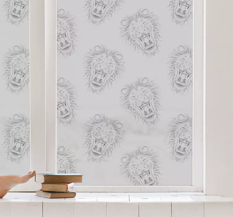 Galvos liūto piešimo lango lipdukas - „Tenstickers“