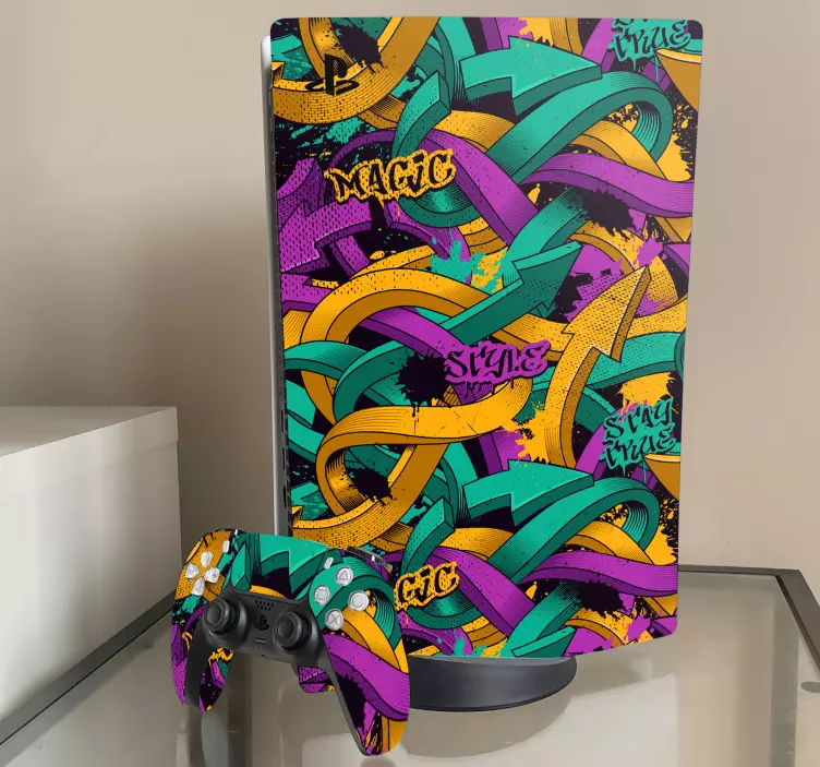 Gatvės meno grafiti ps5 odos lipdukas - „Tenstickers“