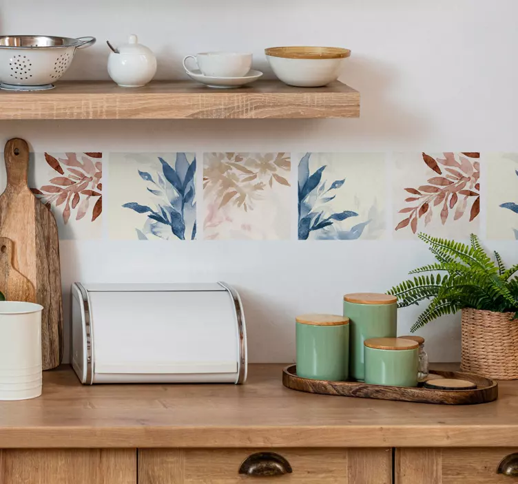 Gėlių akvarelės raštas plytelių lipdukas - „Tenstickers“