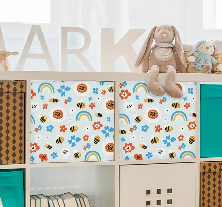 Gėlių ir bičių baldų lipdukas - „Tenstickers“