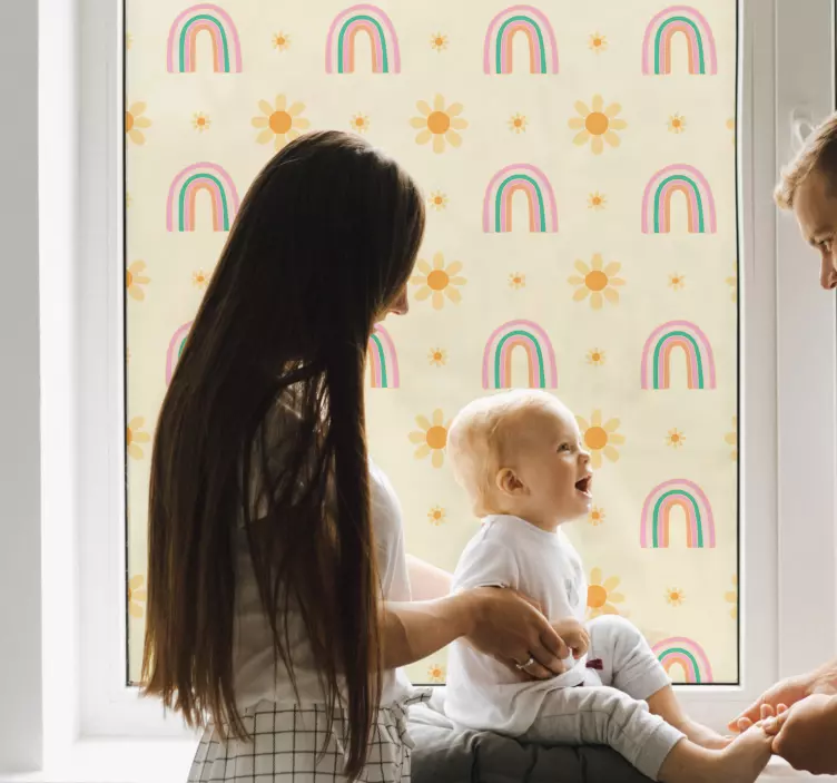 Gėlių ir vaivorykštės langų lipdukas - „Tenstickers“