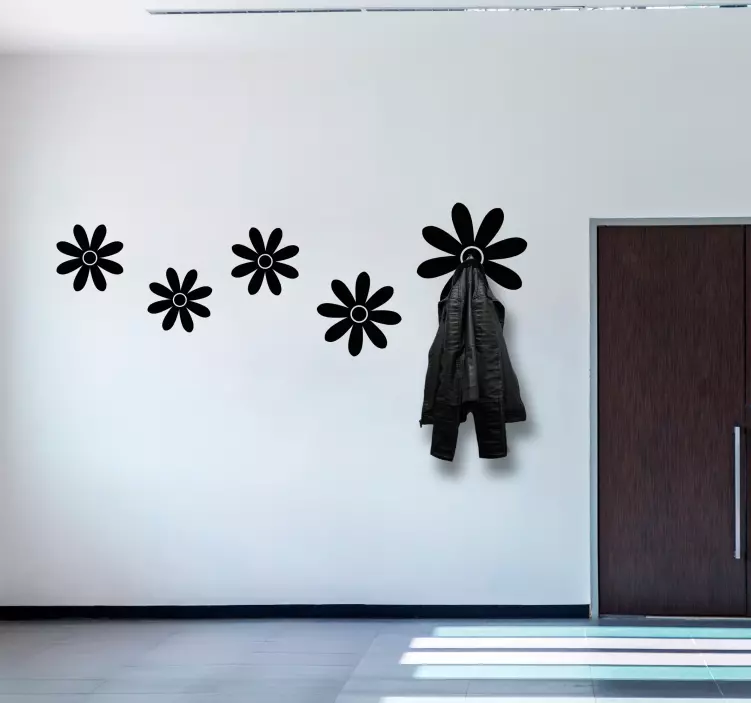 Gėlių kabliuko kompozicija drabužių kabyklos lipdukas - „Tenstickers“
