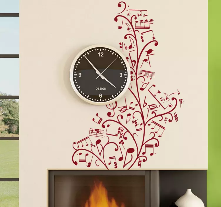 Gėlių muzikos natų sienos lipdukas - „Tenstickers“