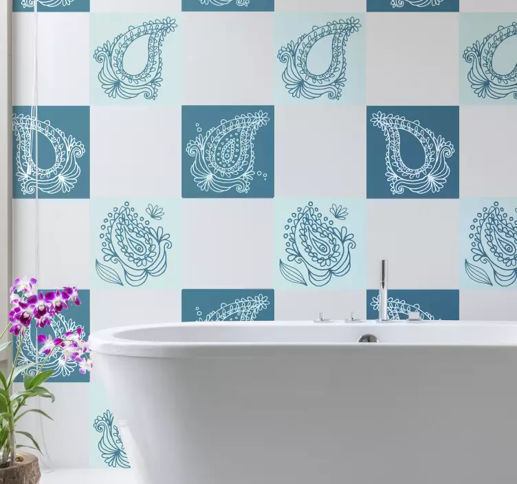Gėlių paisley plytelių lipdukas - „Tenstickers“