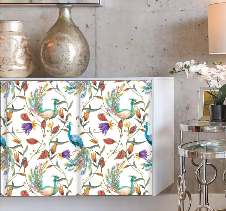 Gėlių povo raštas baldų lipdukas - „Tenstickers“