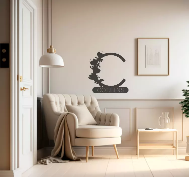 Gėlių pradinio pavadinimo pasirinktinis lipdukas - „Tenstickers“