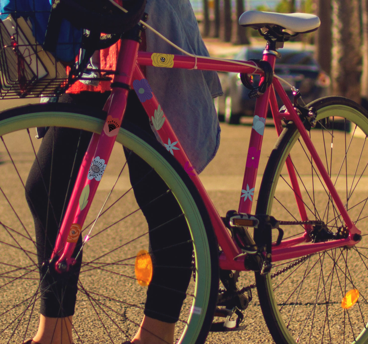 Gėlių komplekto vaikų dviračio animuotasis paveiksliukas - „Tenstickers“