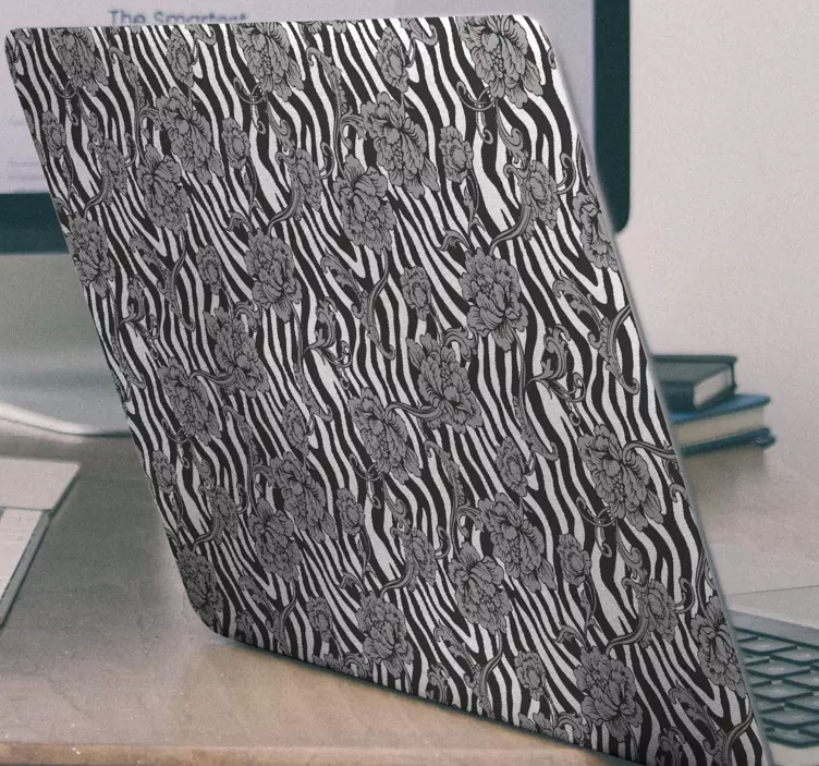 Gėlių zebro raštas Nešiojamojo kompiuterio lipdukas - „Tenstickers“