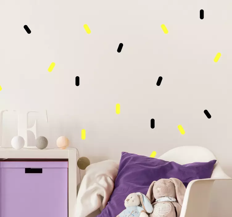 Geltonos ir juodos konfeti iliustracijos lipdukas - „Tenstickers“