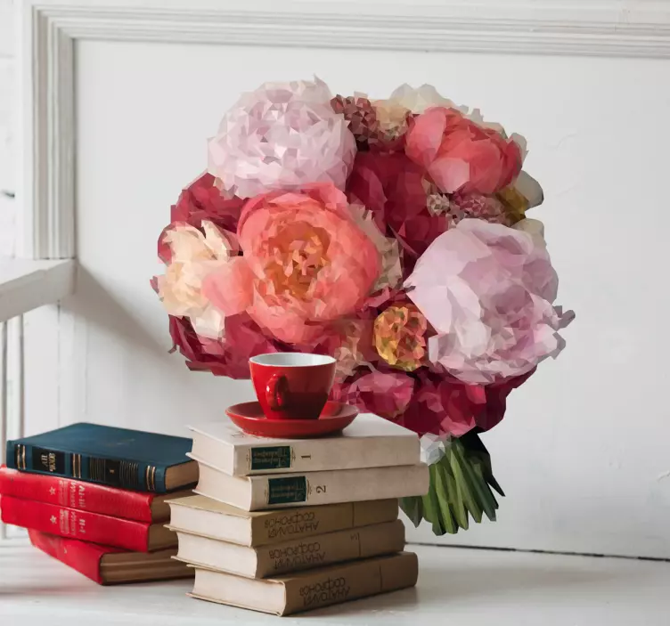 Geometrinės puokštės gėlių sienos lipdukas - „Tenstickers“