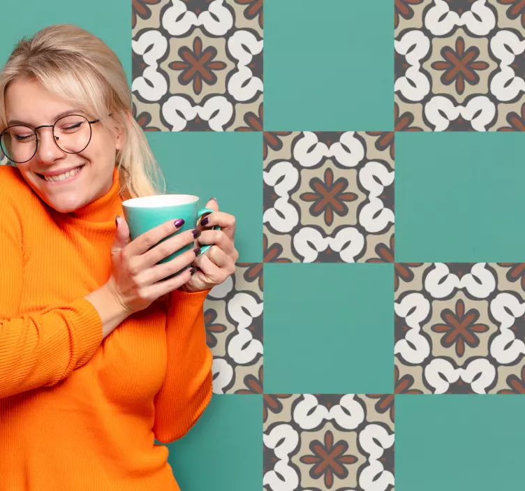 Geometrinis smėlio spalvos dizainas plytelių lipdukas - „Tenstickers“