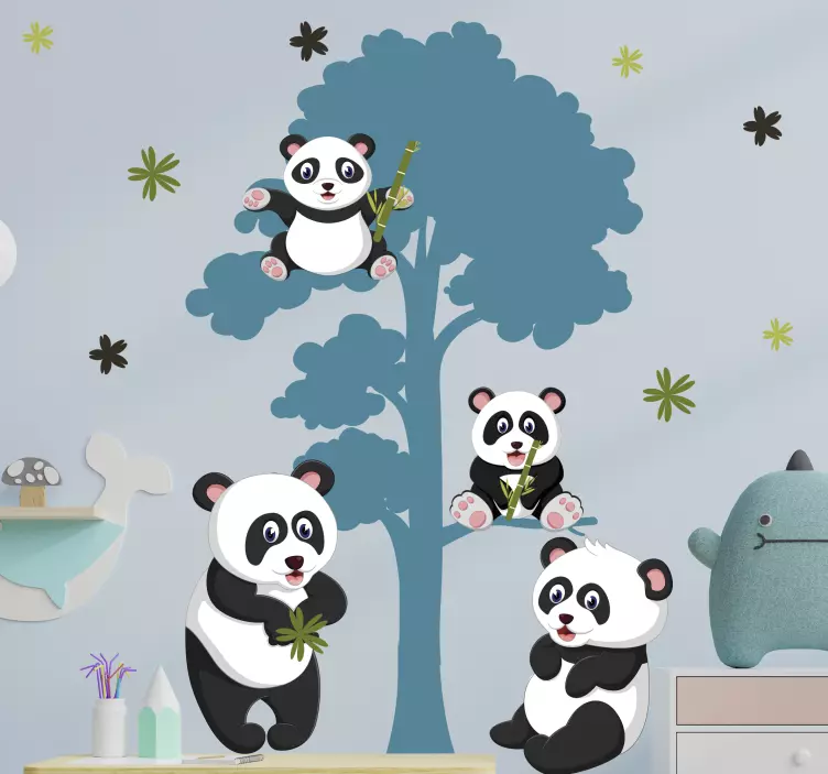 Gyvūnų lipdukas mielųjų panda klano - „Tenstickers“