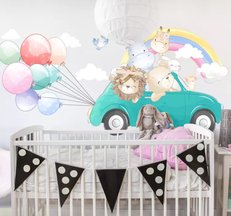 Gyvūnų nuotykių automobilis lipdukas vaikams - „Tenstickers“