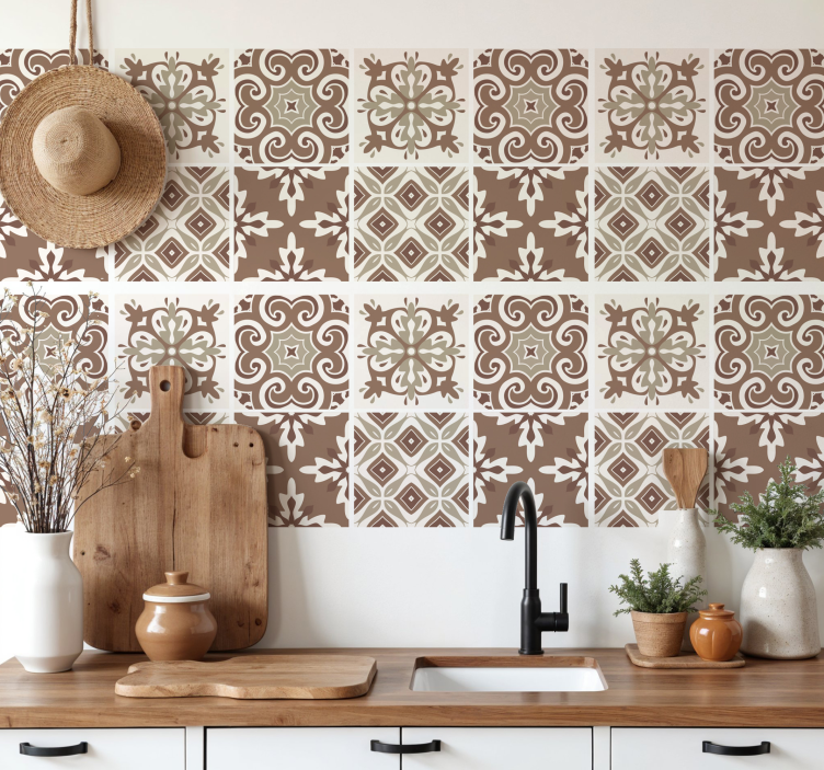 Hidrauliniai mocha mousse plytelių lipdukas - „Tenstickers“