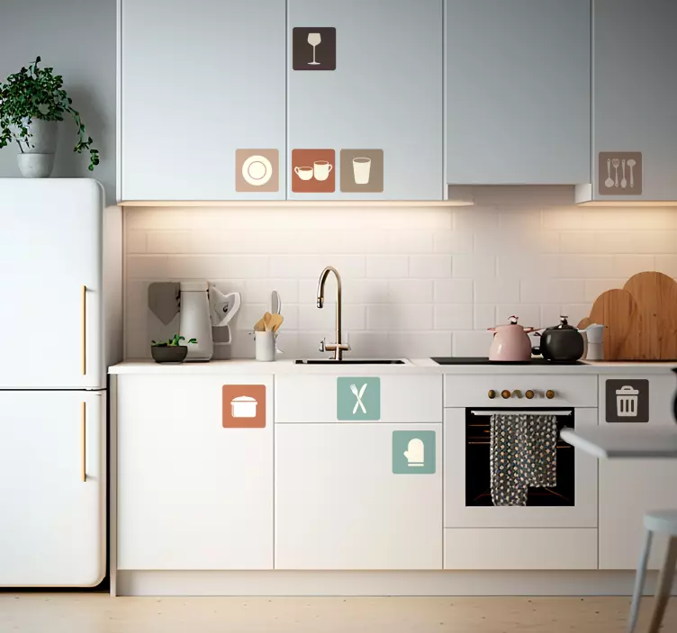 Ikonos virtuvės spintos virtuvės priemonių sienų lipdukas - „Tenstickers“